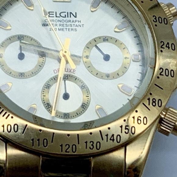 Elgin FK-1059 E Deluxe Chronograph Gold-Plated Men's Watch - Picture 5 of 11